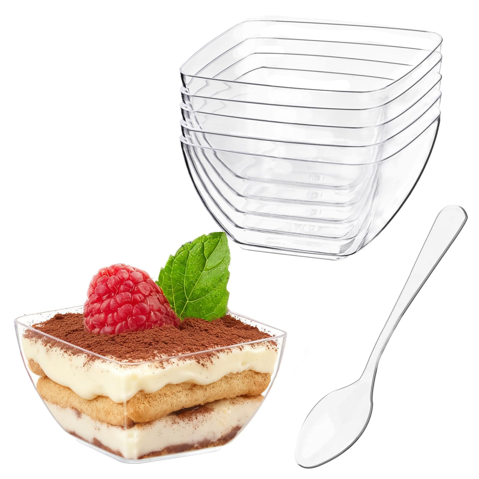 Amazon.com | Zezzxu 100 x 2 oz Mini Dessert Cups with Spoons